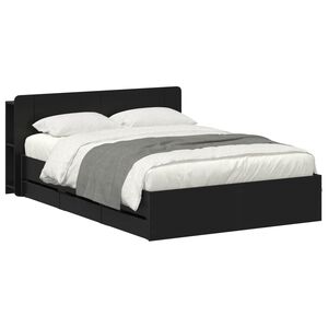 vidaXL S&auml;nkykehys varastolla p&auml;&auml;tyll&auml; Musta 5FT King Size Tekninen puu