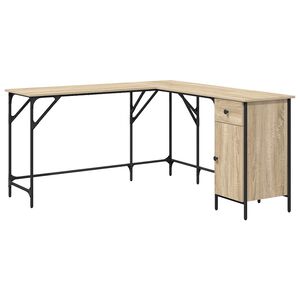 vidaXL Ty&ouml;p&ouml;yt&auml; Sonoma-tammi 141x141x75 cm tekninen puu