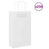vidaXL Paperikassit 250 kpl kahvoilla valkoinen 21x11x36 cm