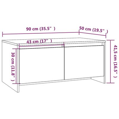 vidaXL Sohvapöytä musta 90x50x41,5 cm lastulevy