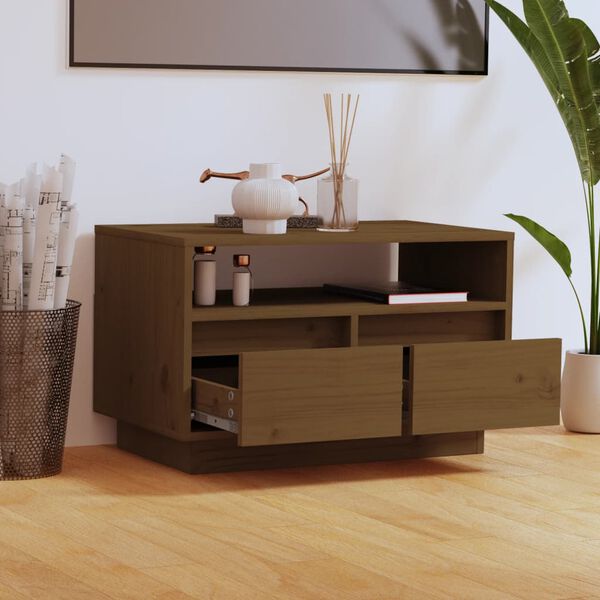 vidaXL TV-taso hunajanruskea 60x35x37 cm täysi mänty