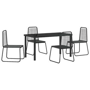 vidaXL Piharuokailu setti 5 pcs Musta Jauhemaalattu Ter&auml;s