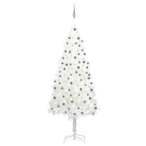 vidaXL Tekojoulukuusi palloilla esivalaistu valkoinen 210 cm PVC