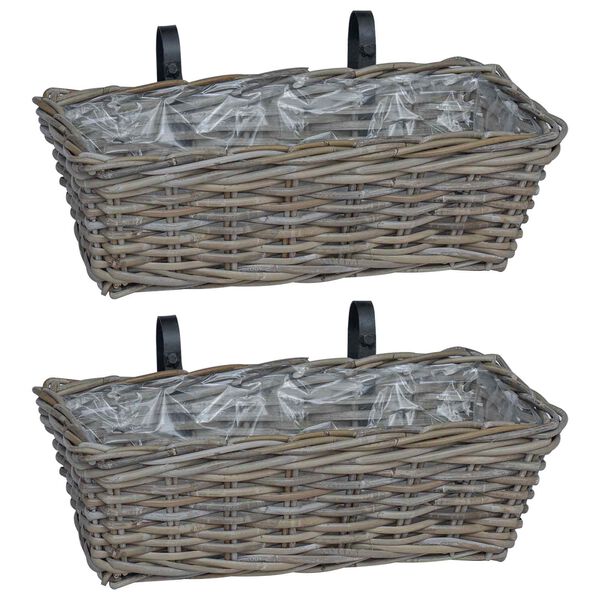 vidaXL Ripustettava Ruukku Kori 2 pcs Harmaa 48 x 22 x 15 cm