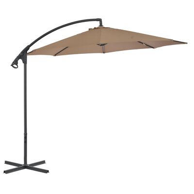 vidaXL Riippuva aurinkovarjo teräspylväällä 300 cm ruskeanharmaa