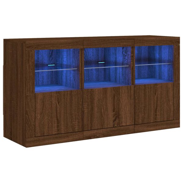 vidaXL Senkki LED-valoilla ruskea tammi 123x37x67 cm