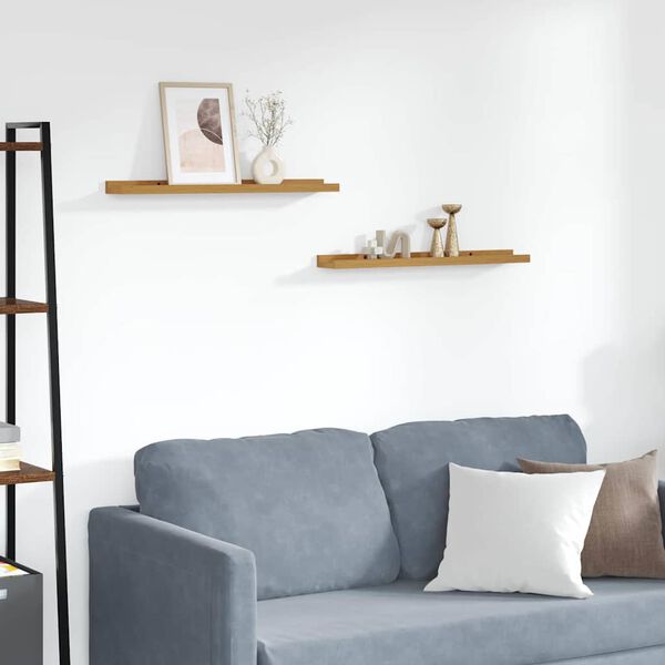 vidaXL Sein&auml;hylly hyllyll&auml; 2 pcs Beige 60 x 9 x 3 cm Tekninen puu