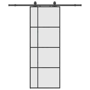 vidaXL Liukuovi asennustarvikkeilla musta 76x205 cm ESG lasi