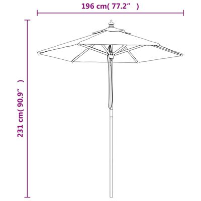 vidaXL Puutarhan aurinkovarjo puutolppa musta 196x231 cm