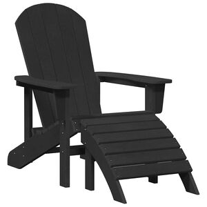 vidaXL Adirondack-tuoli Musta 82 x 74 x 92 cm HDPE