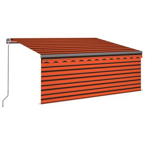 vidaXL K&auml;sin sis&auml;&auml;nkelattava markiisi verho/LED 3,5x2,5m oranssiruskea