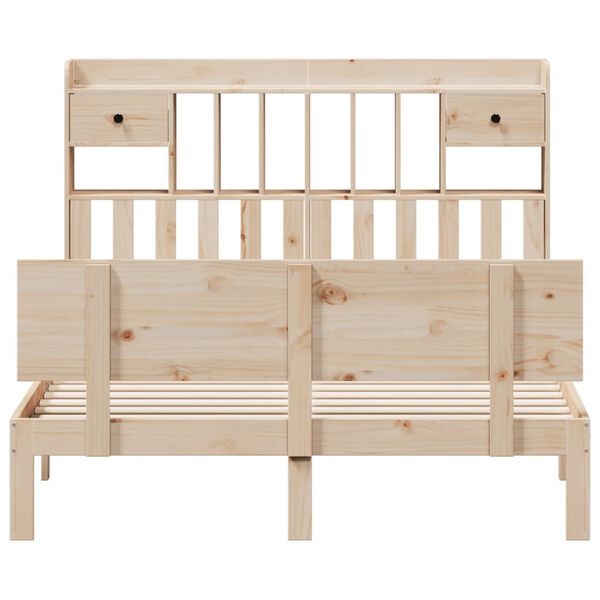 vidaXL Sänky kirjahyllyllä ilman patjaa 160x200 cm täysi mänty
