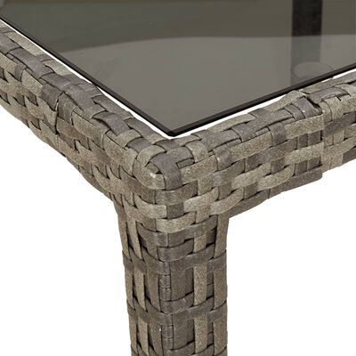 vidaXL Puutarhapöytä 250x100x75cm karkaistu lasi ja polyrottinki harm.