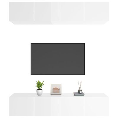 vidaXL TV-kaapit 4 kpl korkeakiilto valkoinen 80x30x30 cm tekninen puu