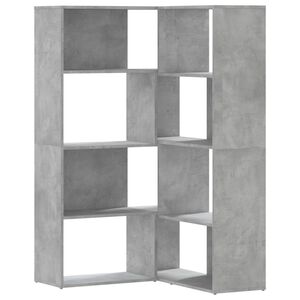 vidaXL Kulmakirjahylly 4 tasoa betoninharmaa 85x85x140 cm tekninen puu
