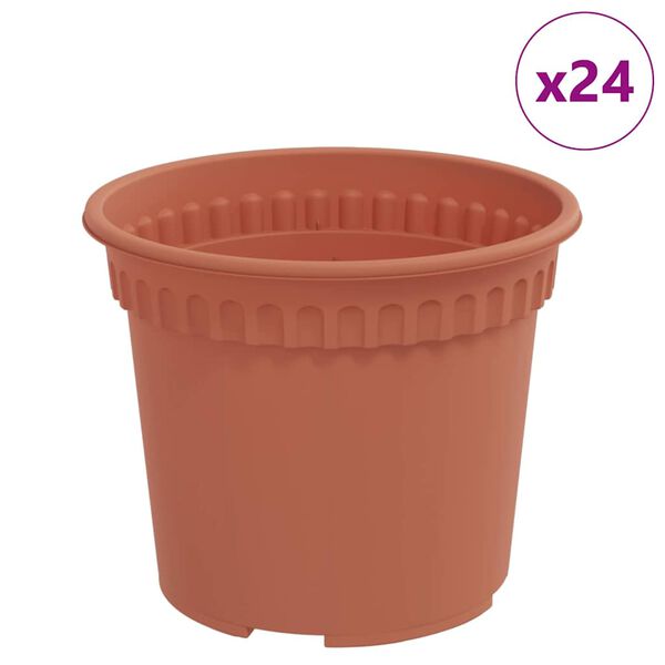 vidaXL Py&ouml;re&auml; kukkaruukku 24 pcs Tiilenpunainen &Oslash; 12,5 x 10 cm Muovi