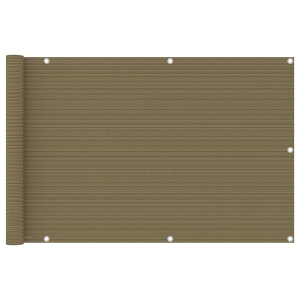 vidaXL Parvekkeen suoja harmaanruskea 90x500 cm HDPE