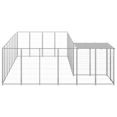 vidaXL Koiranhäkki hopea 10,89 m² teräs