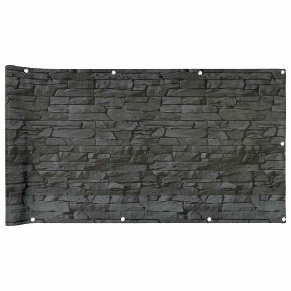 vidaXL Parvekkeen yksityisyyssuoja kivityyli harmaa 1000x75 cm PVC