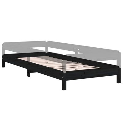vidaXL Pinottava sänky musta 75x190 cm täysi mänty