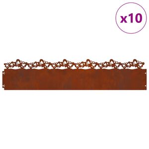 vidaXL Nurmikonreunukset 10 pcs Ruosteinen 103 x 0,05 x 22 cm