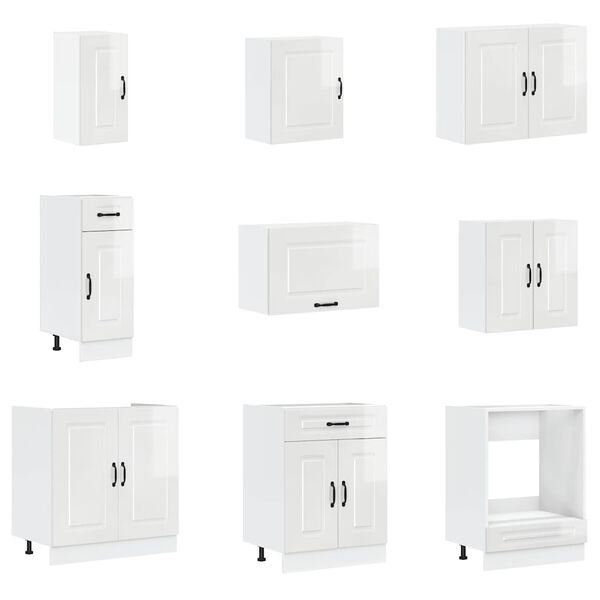 vidaXL 14-osainen keittiökaappisarja "Porto" Gloss White