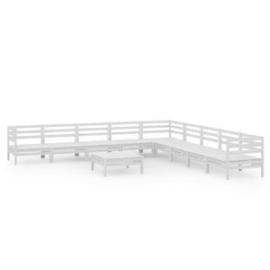 vidaXL 10-osainen Puutarhasohvasarja valkoinen t&auml;ysi m&auml;nty