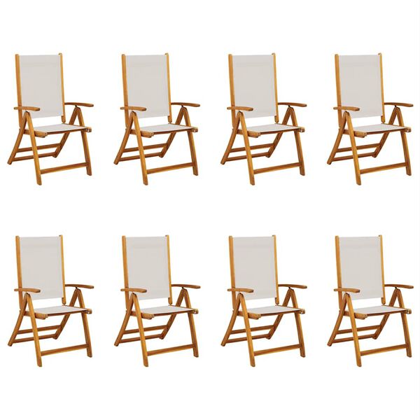 vidaXL Taitettavat puutarhatuolit 8 kpl t&auml;ysi akaasiapuu ja textilene