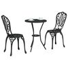vidaXL Puutarhan Bistro Set 3 pcs Musta Alumiini