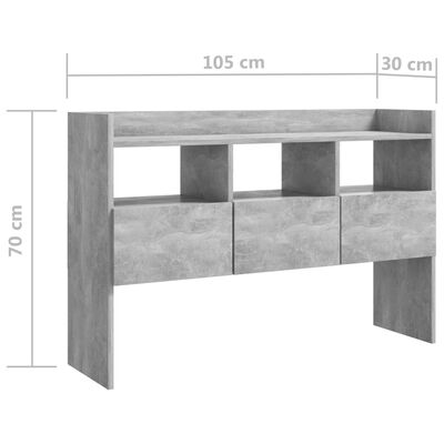 vidaXL Senkki betoninharmaa 105x30x70 cm lastulevy