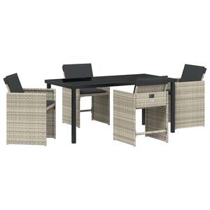 vidaXL Piharuokailu setti 5 pcs Vaaleanharmaa polyrottinki