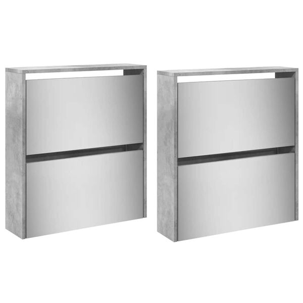 vidaXL Kenk&auml;kaappi peilill&auml; 4 tasoinen betoninharmaa 63x17x134 cm