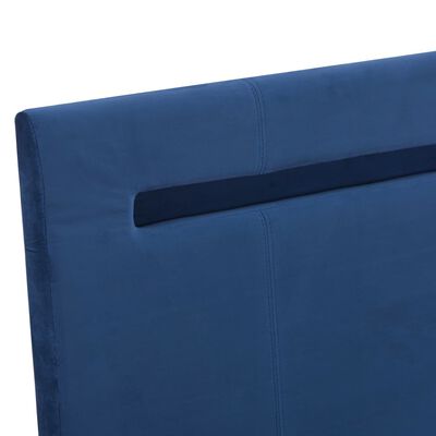 vidaXL Sängynrunko LED-valolla sininen kangas 135x190 cm