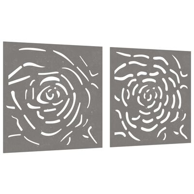 vidaXL Puutarhaseinäkoristeet 2 kpl 105x55 cm corten teräs ruusukuvio