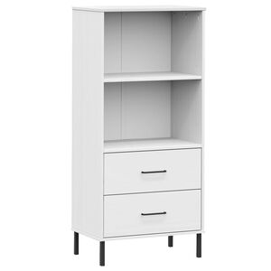 vidaXL Kirjahylly 2 laatikolla valkoinen 60x35x128,5 cm t&auml;yspuu OSLO