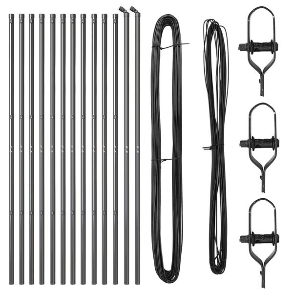 vidaXL Aidan pylväät 13 pcs Harmaa Ø32mm 170 cm Galvanoitu teräs