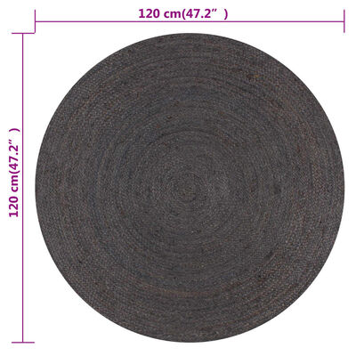 vidaXL Käsintehty pyöreä juuttimatto 120 cm tummanharmaa