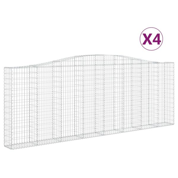 vidaXL Kaarevat kivikorit 4 kpl 400x30x140/160 cm galvanoitu rauta