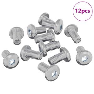 vidaXL Lukitusruuvi Yksiv&auml;rinen 12 pcs Hopea M6 x 12 mm Ter&auml;s
