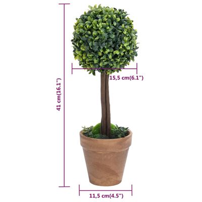 vidaXL Keinotekoinen puksipuukasvi ruukussa 2 kpl vihreä pallo 41 cm