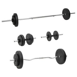 vidaXL Painonnostotanko ja k&auml;sipainosarja levyill&auml; 60 kg