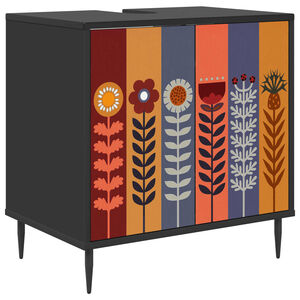 vidaXL Kylpyhuonekaappi ESSEN Musta tammi 60 x 40 x 61 cm Tekninen puu