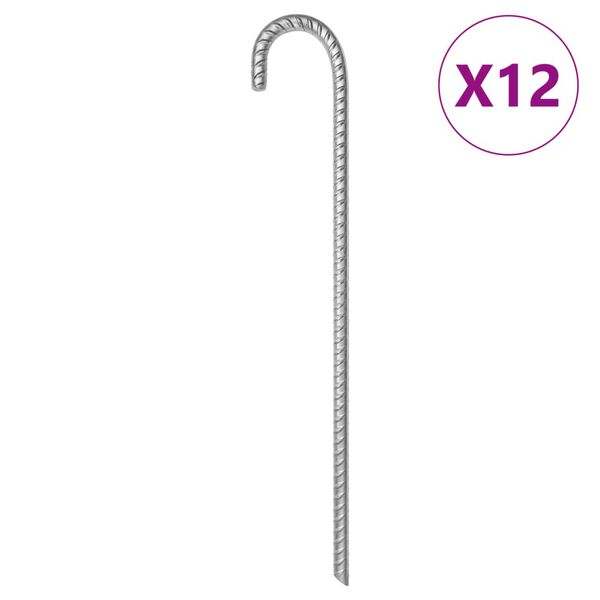 vidaXL Telttatapit 12 kpl 41,5 cm &Oslash;12 mm galvanoitu ter&auml;s