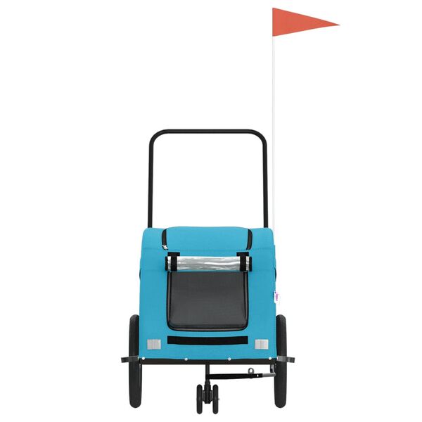 vidaXL Lemmikinkuljetuskärry pyörään sininen kangas ja rauta