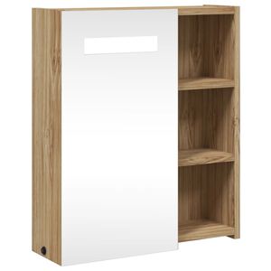 vidaXL Kylpyhuoneen peilikaappi LED-valolla vaalea tammi 45x13x52 cm