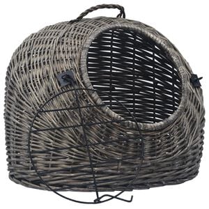 vidaXL Kissan kuljetuskori harmaa 45x35x35 cm luonnollinen paju