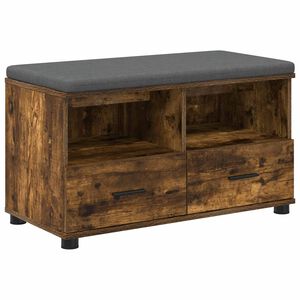 vidaXL Halli penkki tyynyll&auml; hyllyll&auml; Savustettu Tammi 80 x 38 x 46 cm