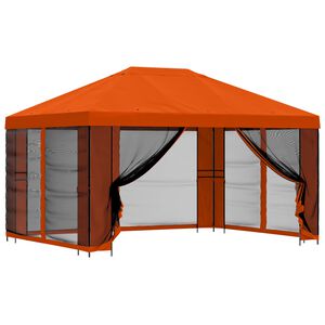 vidaXL Puutarhamaja sivuseinill&auml; 4 &times; 3 m Oranssi Polyesteri ja ter&auml;s