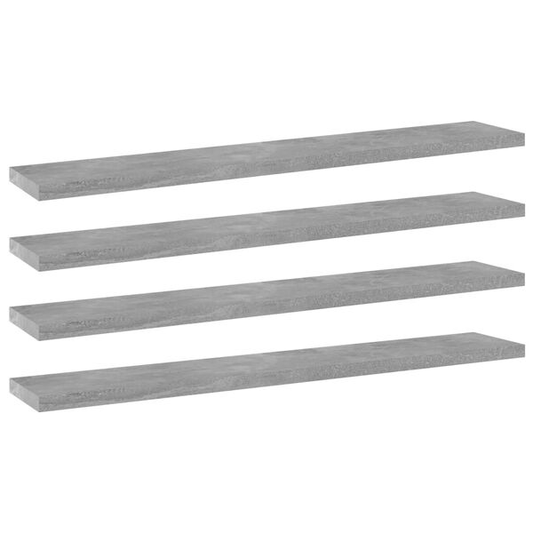 vidaXL Kirjahyllytasot 4 kpl betoninharmaa 60x10x1,5 cm tekninen puu