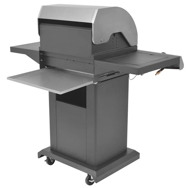 vidaXL Kaasu Grilli py&ouml;r&auml;ll&auml; ovella Hopea Ter&auml;st&auml; metalliputkella